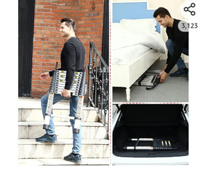 lot 52288 image: Rikade Aluminum Telescoping Ladder with Non-Slip Feet, 12.5FT, (This Ladder Does NOT Include the Hooks that are Shown in the Stock Photo)