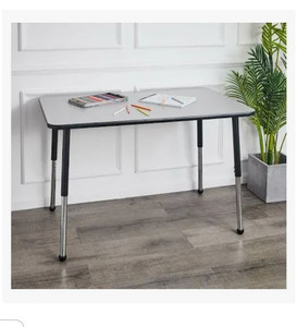 lot 52299 image: Amazon Basics Rectangular School Activity Kids Table with Adjustable Ball Glide Legs, 24 x 48 Inches, (One of the Corner of the Tables is Coming Apart)
