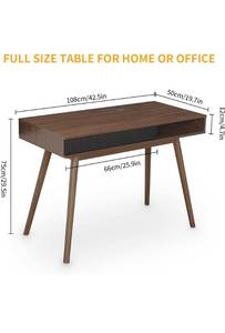 lot 52304 image: Arts wish Office Desk with Drawer, Walnut, Retail $188.98