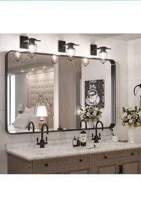 lot 52308 image: TokeShimi 48 x 30 Inch Black Bathroom Vanity Mirror Decor 1 Deep Set Design (HorizontalVertical), Retail $199.99