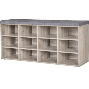 lot 52316 image: DINZI LVJ Shoe Storage Bench with Cushion, Greige