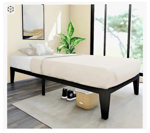 lot 52318 image: Firsthomes Metal Platform Bed frame, Black, Queen, (Mattress Not Included)