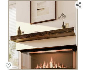 lot 52333 image: Avana Floating Fireplace Mantle - Mantles for Over Fireplace - Wall Mount Fireplace Mantel Shelves - Handcrafted Natural Wood Fireplace Mantels - Fireplace Mantel 72 Inches x 8 x 3 - Rustic Brown