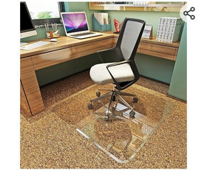 lot 52345 image: Premium Tempered Glass Chair Mat with Exclusive Beveled Edge, 36 x 46 Inch