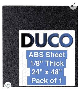 lot 52346 image: Duco ABS Plastic Sheet 18 Inch Thick 24 x 48 - Two-Sided Rigid ABS Sheet (Textured Plastic Front & Smooth Back) - DIY Home Decor and Robotics Competitions Use - Black Plastic Sheet (Pack of 1)