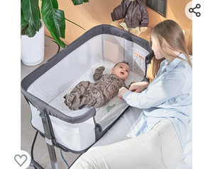 lot 52355 image: QUTANIX Baby Bassinet Bedside Sleeper with Wheels, Easy Folding Lightweight Crib for BabyInfants, Breathable Mesh and Adjustable Height - Grey