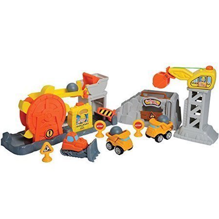 lot 3760300 image: CP Toys Rock Quarry 10 Pc. Playset with 3 Chunky Construction Vehicles for Toddlers Retail $72.99