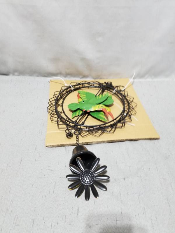 lot 410004 image: Retail - $28.00 Marigold Metal Hanging Garden Friends with Bell Hummingbird