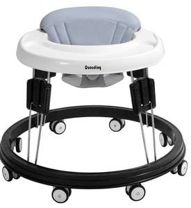 lot 30306 image: Quocdiog Foldable Baby Walker, Baby Walker for Boys Girls,Activity Center with Mute Wheels Anti-Rollover,Foldable Adjustable 9 Height for Toddler 6-18Months(Black)