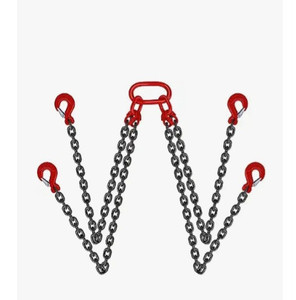 lot 30338 image: SCIEO 10Ft Chain Sling 516 Inch x 10 Feet Quad Leg with Grab Hooks G80 Sling Chain for Lifting 5T Capacity