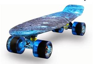 lot 30378 image: KMX SKATEBOARD 22INCH MINI SKATEBOARD BLUE GALAXY