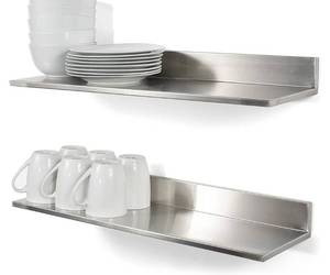 lot 30398 image: Wallniture Plat Stainless Steel Shelf Set of 2 23.60 Silver