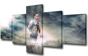 lot 30410 image: 5 Piece NBA Canvas Wall Art 50Wx24H