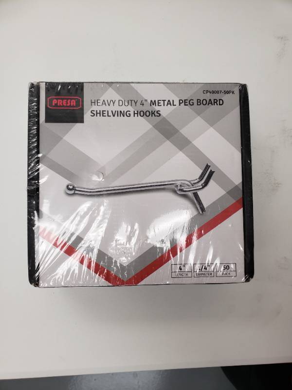 Presa Heavy Duty Black Steel Peg Board Shelving Hooks, 2-Inch, 50