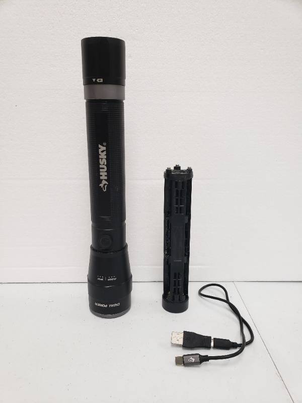 Husky 5000 Lumens Dual Power LED Rechargeable Focusing Flashlight