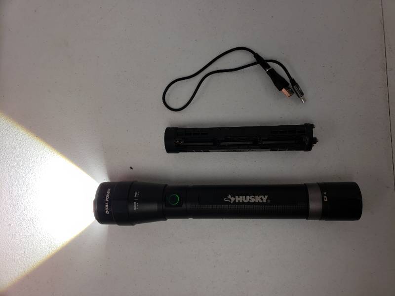 Husky 5000 Lumens Dual Power LED Rechargeable Focusing Flashlight