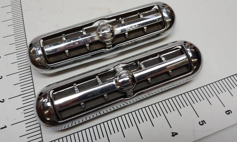 lot 6996 image: Nice pair of chrome 60s car air conditioning dash board vents adjustable flow for street rod