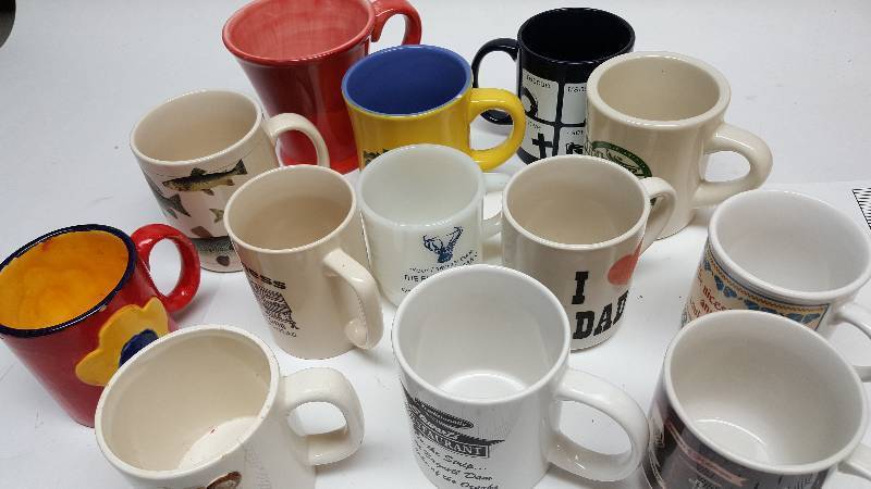 lot 7320 image: 13 total in this coffee cup collection.  No plastic cups here.  A couple of cute ones.