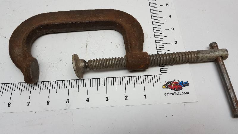 lot 6969 image: Handy to just have in the shop or tool box is a C Clamp.  The lay out template will show you the size