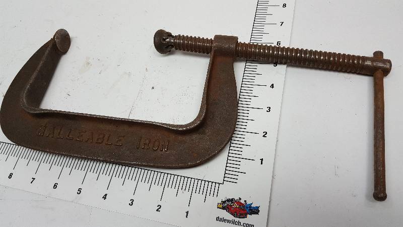 lot 6970 image: Handy to just have in the shop or tool box is a C Clamp.  The lay out template will show you the size