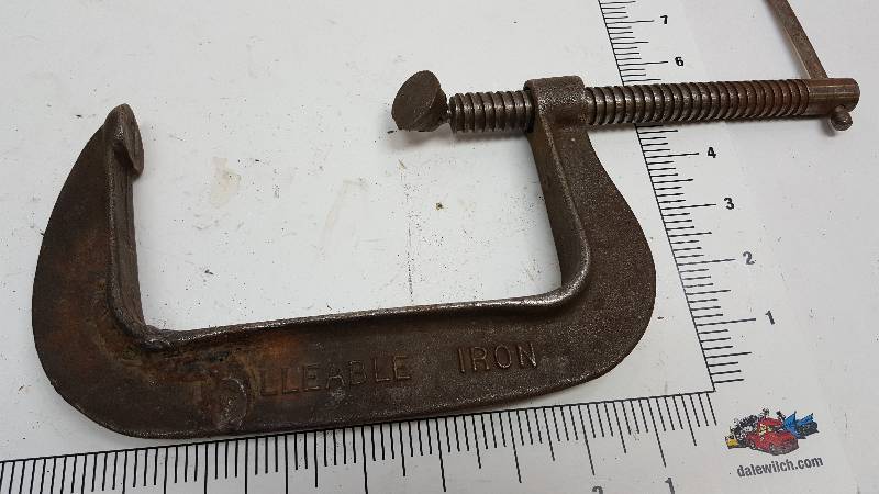 lot 6971 image: Handy to just have in the shop or tool box is a C Clamp.  The lay out template will show you the size