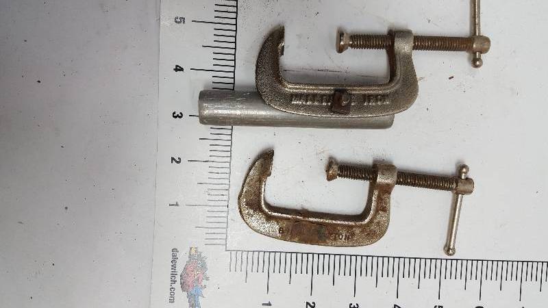 lot 6972 image: Handy to just have in the shop or tool box is a pair of smaller C Clamps.