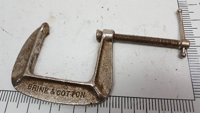 lot 6973 image: Handy to just have in the shop or tool box is a C Clamp.  The lay out template will show you the size