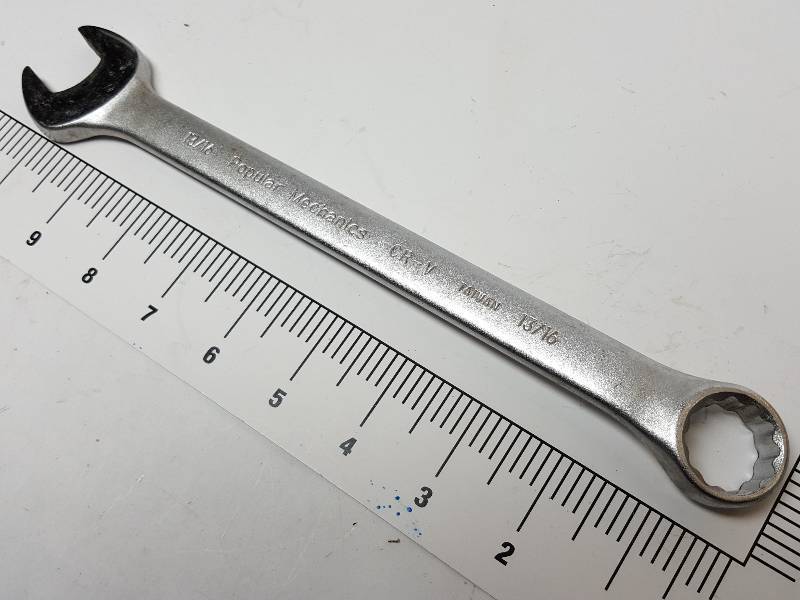 lot 8143 image: 1316 New Chrome Vanadium combination 12 point and open end wrench.  Check your box to see if you can use this one.