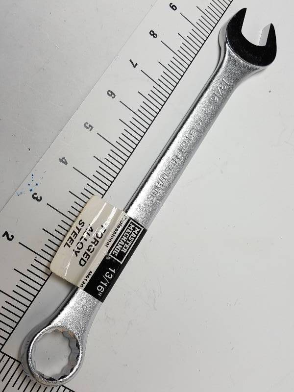 lot 8147 image: 1316 New Chrome Vanadium combination 12 point and open end wrench.  Check your box to see if you can use this one.