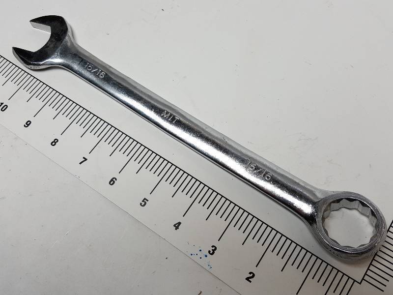 lot 8148 image: 1516 New Chrome Vanadium combination 12 point and open end wrench.  Check your box to see if you can use this one.