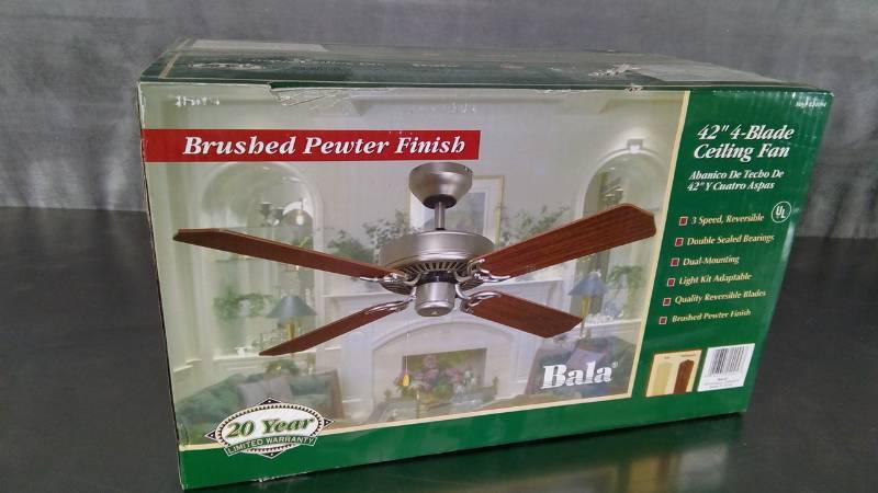 Bala 824094 Five Blade Ceiling Fan 42 Inch Brushed Pewter