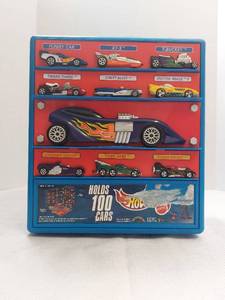 lot 39404 image: Hot Wheels Rolling Carrying Case Holds 100 Cars 3D Blue with Handle Mattel