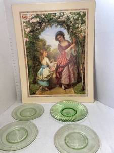 lot 39468 image: 4 stained glass plates and ��the rose garden�� by E.J. Corbett courtesy of image by design