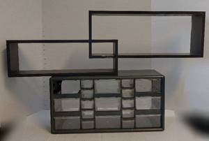 lot 39475 image: Plastic parts drawer and wooden shelf