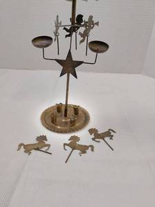 lot 39503 image: VINTAGE HANDMADE JAPANESE ANGEL CHIME CANDLE HOLDER HEAT POWERED w interchangeable horses