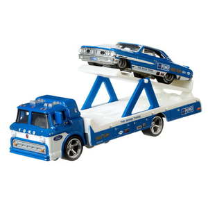 lot 39509 image: Hot Wheels Custom 64 Ford Galaxie & Ford C 800 Collector Vehicle Playset