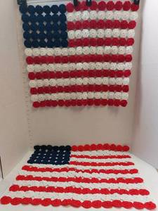 lot 39541 image: Handmade Flags. Made with fabric Yo-Yos