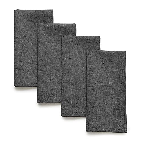 Solino Home Linen Kitchen Towels 17 x 26 Inch – 100% Pure Linen Charcoal  Grey Kitchen/Tea Towels Set of 2 – Machine Washable and Handcrafted from