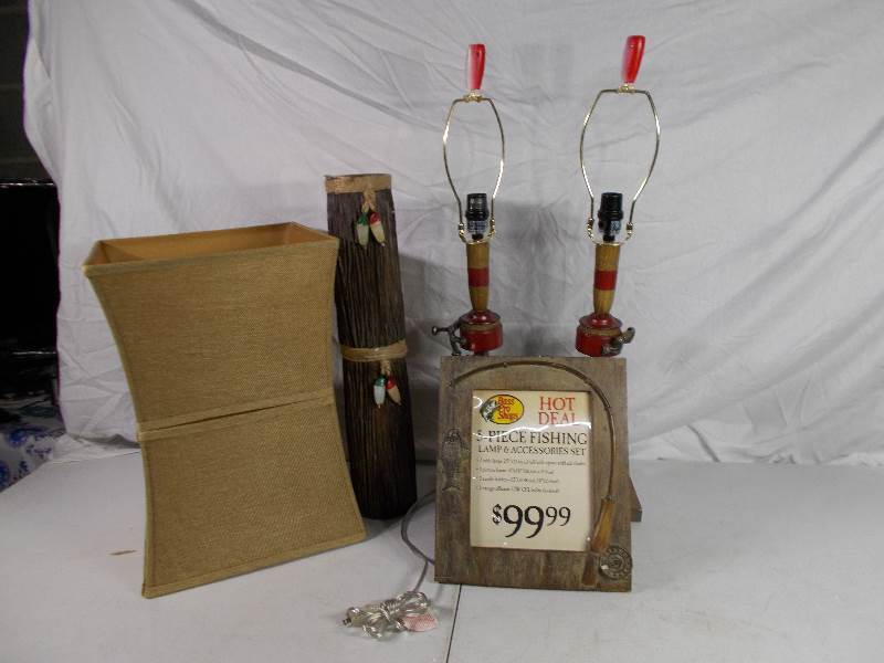 lot 4670 image: Bass Pro  Fishing Pole Lamp Set