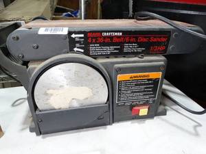 lot 30468 image: Craftsman 4 x 36 Belt  6 Disc Sander 13 Hp
