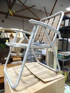 lot 30482 image: Unique Folding Aluminum  Wood Chair