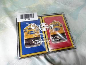 lot 30519 image: Unique Santa Fe Railroad Unopened Decks of Cards in Plastic Box