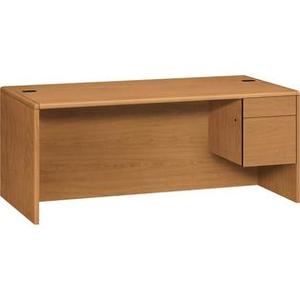 lot 22700 image: HON 10700 Series Single 34 Right Pedestal Executive Desk, 6ft x 3ft Harvest, with Locking Drawer (Retail $1250.50)