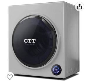 lot 24081 image: CTT 3.5 Cu.ft. Compact Laundry Dryer, 1500W Intelligent Compact Portable Tumble Clothes Dryer With Humidity Sensor 13 Lbs - Gray (Retail $329.99)