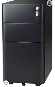 lot 32069 image: DEVAISE 3-Drawer Slim File Cabinet, Vertical Filing Cabinet, Fully Assembled Except Casters, Black (Retail $125.99)