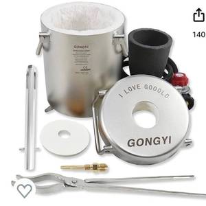lot 32104 image: GongYi 6KG Propane Melting Furnace Kit Made of Stainless Steel Includes Crucible and Tongs Foundry Kiln for Smelting Scrap Metal Recycle Gold Copper Aluminum Casting GMF600 (Retail $159.90)