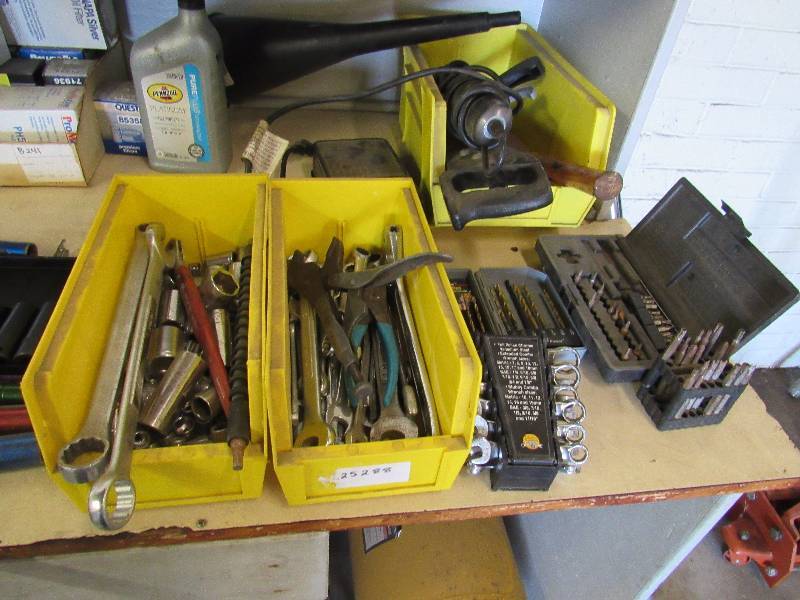 lot 1934 image: Lot Of Mixed Hand Tools, Bits, And Funnels