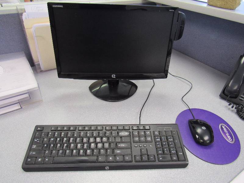 lot 1971 image: HP Tower, Compaq Monitor, Keyboard, And Mouse