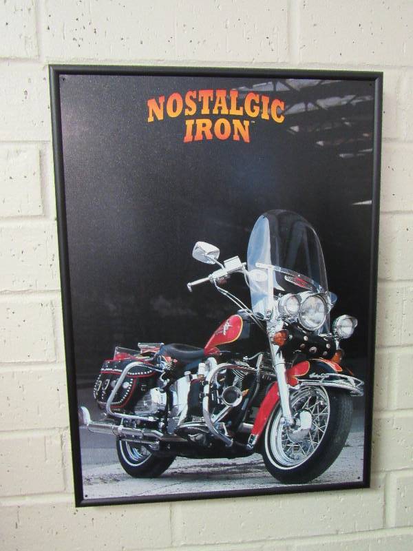 lot 1990 image: Nostalgic Iron Harley Davidson Framed Tin