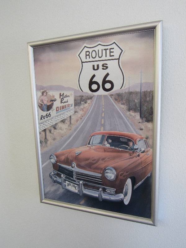 lot 2003 image: Route 66 Mother Road Diner Matted And Framed Picture Print